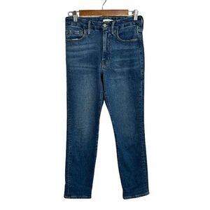 Good American Good Classic Jeans 4/27 Blue High Rise Split Back Pocket Straight
